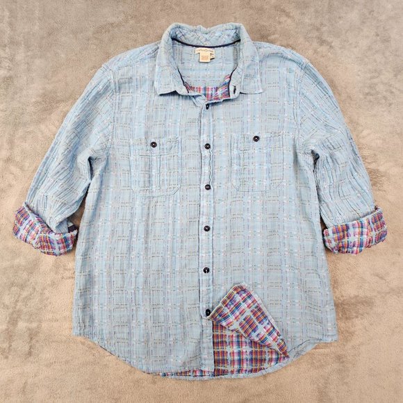 Carbon2Cobalt Shirt Men's Large Sea Change Chambray Button‎ Gauzy Beach Summer - Picture 1 of 11